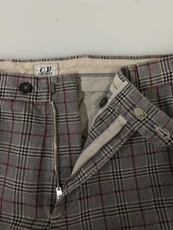 【中古品】【メンズ】 C.P.COMPANY シーピーカンパニー 90S CHECK PANTS チェックパンツ グレンチェック スラックス 152-260613-kt-02-min サイズ：48 カラー：グレー系（チェック柄） 万代Net店