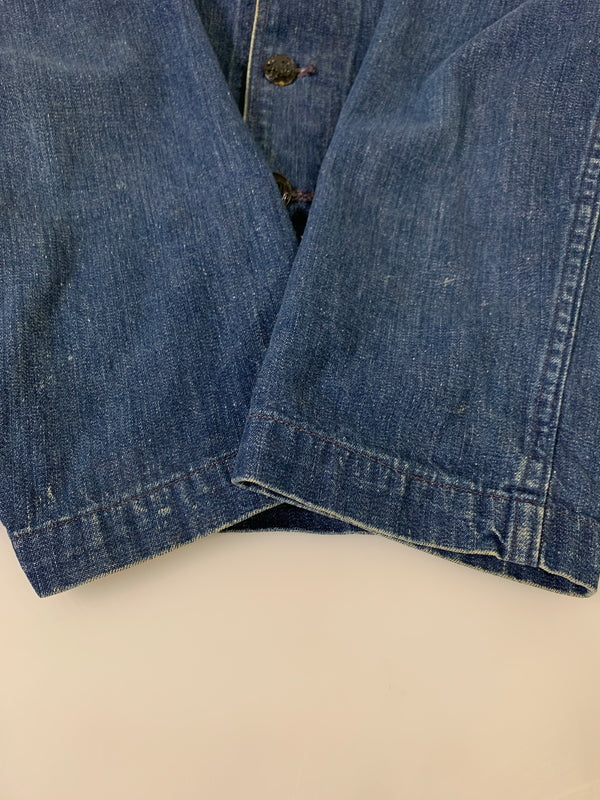 【現状渡し品】【メンズ】 U.S.NAVY ユーエスネイビー 40S SHAWL COLLAR DENIM JACKET フォーティーズ ショールカラー デニムジャケット 40年代 メンズ アウター ヘチマ襟 デニムカバーオール 146-260505-em-26-min カラー：インディゴブルー 万代Net店