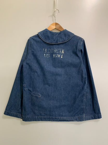 【現状渡し品】【メンズ】 U.S.NAVY ユーエスネイビー 40S SHAWL COLLAR DENIM JACKET フォーティーズ ショールカラー デニムジャケット 40年代 メンズ アウター ヘチマ襟 デニムカバーオール 146-260505-em-26-min カラー：インディゴブルー 万代Net店