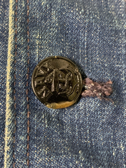 【現状渡し品】【メンズ】 U.S.NAVY ユーエスネイビー 40S SHAWL COLLAR DENIM JACKET フォーティーズ ショールカラー デニムジャケット 40年代 メンズ アウター ヘチマ襟 デニムカバーオール 146-260505-em-26-min カラー：インディゴブルー 万代Net店