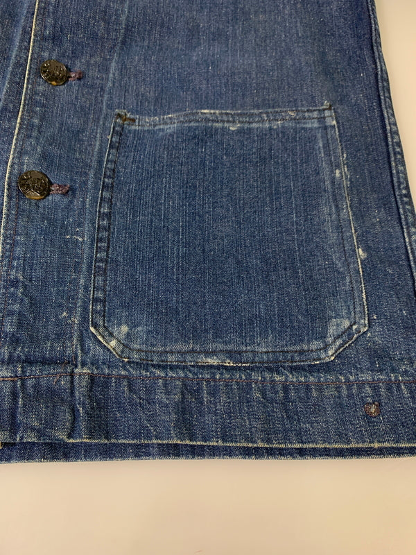 【現状渡し品】【メンズ】 U.S.NAVY ユーエスネイビー 40S SHAWL COLLAR DENIM JACKET フォーティーズ ショールカラー デニムジャケット 40年代 メンズ アウター ヘチマ襟 デニムカバーオール 146-260505-em-26-min カラー：インディゴブルー 万代Net店