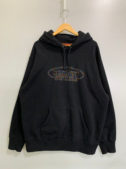 【中古品】【メンズ】 SUPREME シュプリーム X MISSONI ミッソーニ FW21 HOODED SWEAT SHIRT プルオーバーパーカー 149-260503-AS-43-min サイズ：L カラー：ブラック 万代Net店