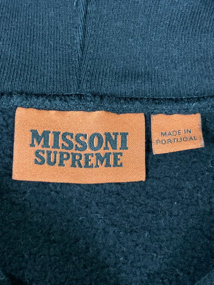 【中古品】【メンズ】 SUPREME シュプリーム X MISSONI ミッソーニ FW21 HOODED SWEAT SHIRT プルオーバーパーカー 149-260503-AS-43-min サイズ：L カラー：ブラック 万代Net店