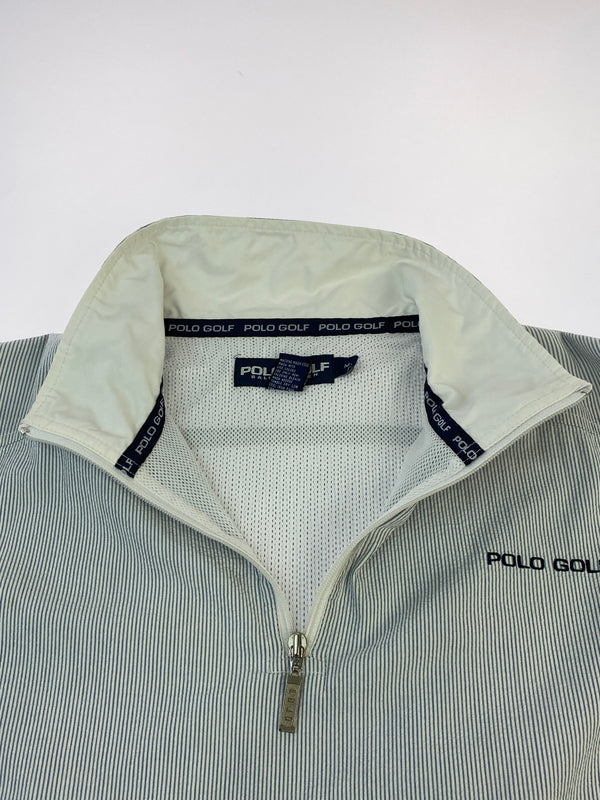 【中古品】【メンズ】 POLO GOLF ポロ ゴルフ LOGO HALF ZIP JACKET ロゴ ハーフジップ ジャケット メンズ アウター 146-260617-KS-14-min サイズ：M カラー：ホワイト/ライトブルー 万代Net店