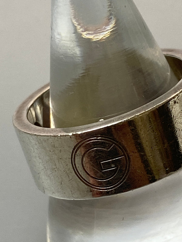 【中古品】【メンズ】 GUCCI グッチ 925 LOGO RING シルバー925 ロゴ リング 指輪 アクセサリー 銀 182-260615-em-25-min サイズ：19 カラー：シルバー 万代Net店