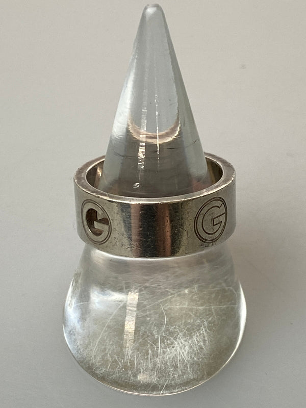 【中古品】【メンズ】 GUCCI グッチ 925 LOGO RING シルバー925 ロゴ リング 指輪 アクセサリー 銀 182-260615-em-25-min サイズ：19 カラー：シルバー 万代Net店