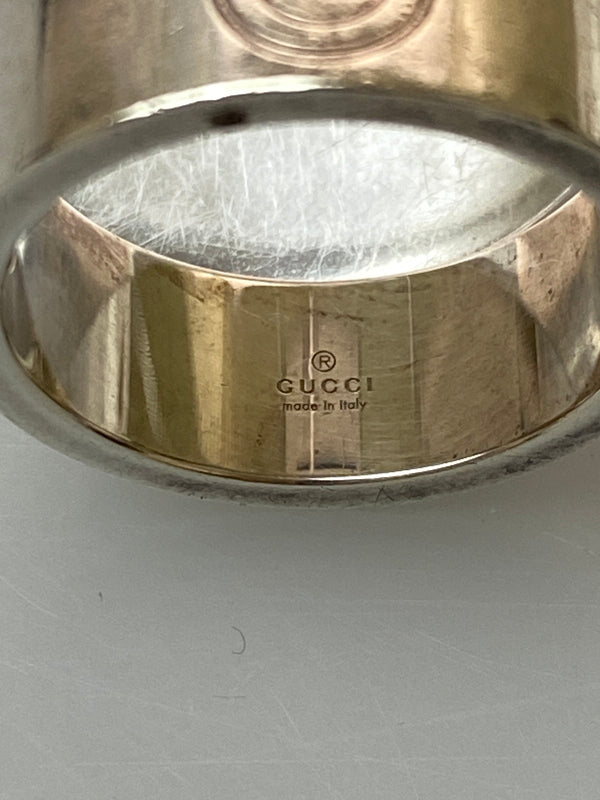 【中古品】【メンズ】 GUCCI グッチ 925 LOGO RING シルバー925 ロゴ リング 指輪 アクセサリー 銀 182-260615-em-25-min サイズ：19 カラー：シルバー 万代Net店