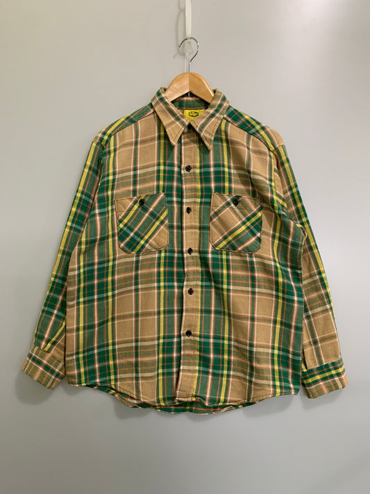 【中古品】【メンズ】 MR LEGGS ミスターレッグス 70S FLANNEL SHIRT フランネルシャツ 長袖シャツ ロングスリーブ 146-260508-AS-81-min サイズ：L カラー：ベージュ/グリーン/イエロー 万代Net店