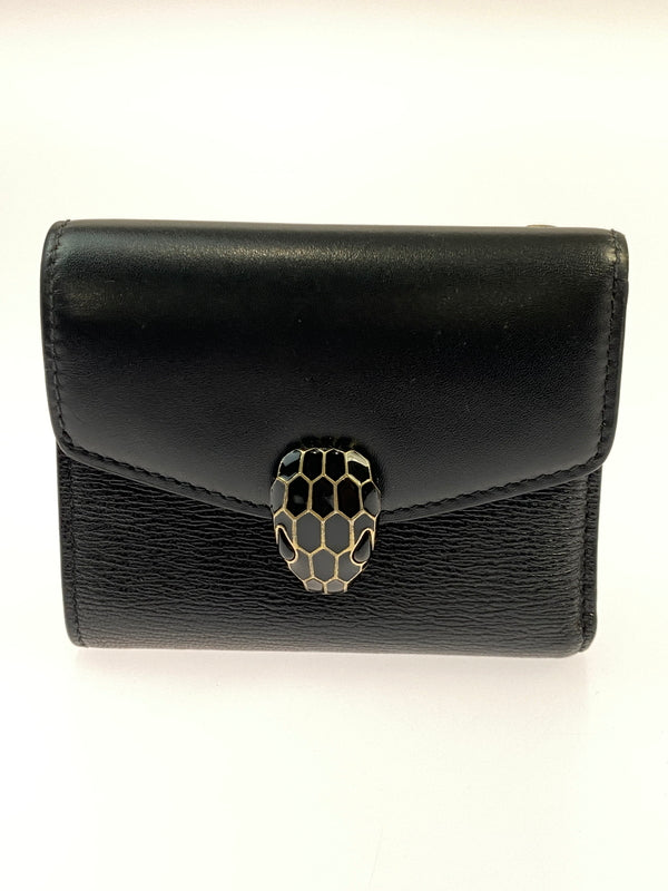 【中古品】【メンズ】 BULGARI ブルガリ SERPENTI FOREVER COMPACT WALLET セルペンティ フォーエバー コンパクト ウォレット 財布 三つ折り財布 181-260530-KS-19-min カラー：ブラック 万代Net店