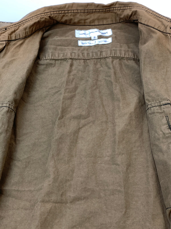【中古品】【メンズ】 COMME DES GARCONS SHIRT コムデギャルソン シャツ LS COTTON SHIRT S11005 フランス製 長袖 コットン シャツ メンズ トップス 140-260515-em-07-min サイズ：S カラー：ブラウン 万代Net店