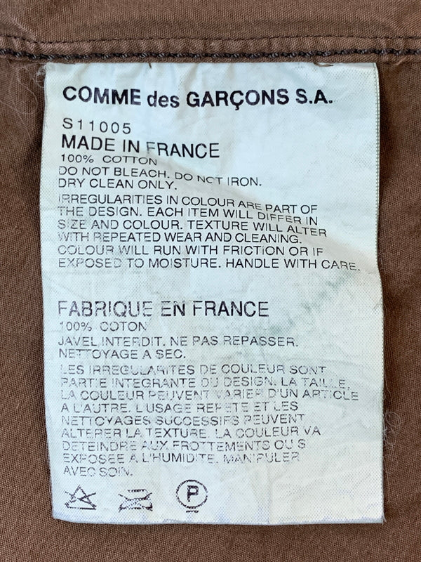 【中古品】【メンズ】 COMME DES GARCONS SHIRT コムデギャルソン シャツ LS COTTON SHIRT S11005 フランス製 長袖 コットン シャツ メンズ トップス 140-260515-em-07-min サイズ：S カラー：ブラウン 万代Net店