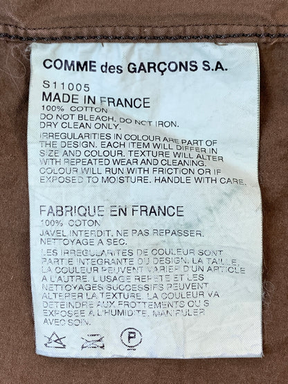 【中古品】【メンズ】 COMME DES GARCONS SHIRT コムデギャルソン シャツ LS COTTON SHIRT S11005 フランス製 長袖 コットン シャツ メンズ トップス 140-260515-em-07-min サイズ：S カラー：ブラウン 万代Net店