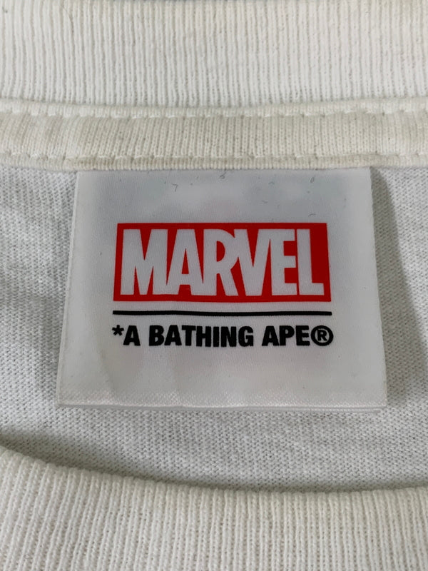 【中古品】【メンズ】 A BATHING APE アベイシングエイプ ×MARVEL CAPTAIN AMERICA PRINT TEE 半袖Tシャツ ショートスリーブ 142-260508-AS-52-min サイズ：L カラー：ホワイト 万代Net店
