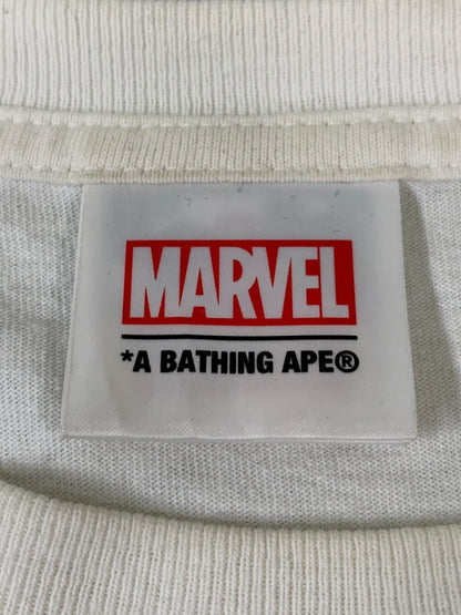 【中古品】【メンズ】 A BATHING APE アベイシングエイプ ×MARVEL CAPTAIN AMERICA PRINT TEE 半袖Tシャツ ショートスリーブ 142-260508-AS-52-min サイズ：L カラー：ホワイト 万代Net店