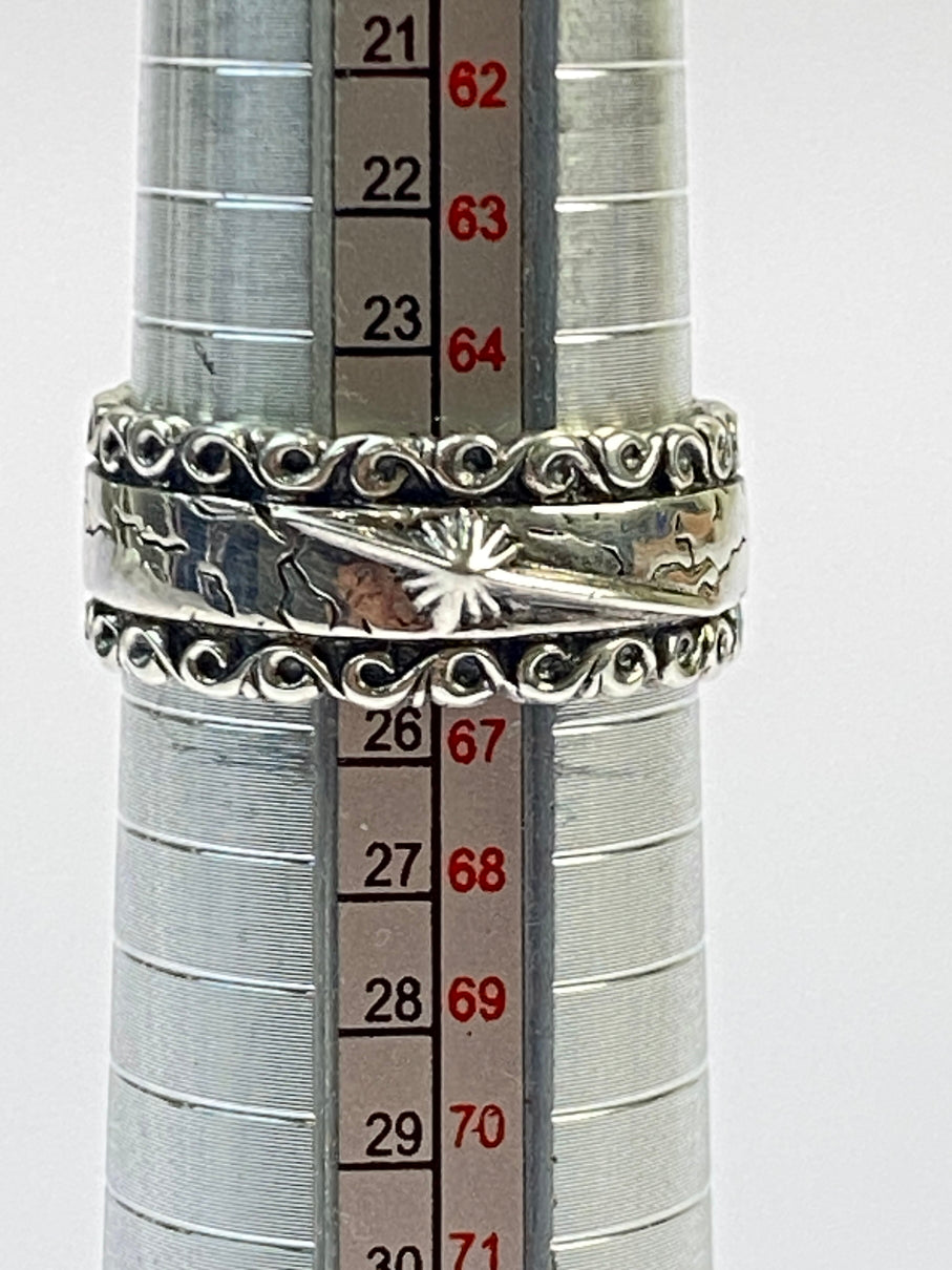 【中古品】【メンズ】 SAAD サード SV925 太陽神 唐草模様 リング 191-260509-zi-26-min カラー：シルバー 24.5号 万代Net店