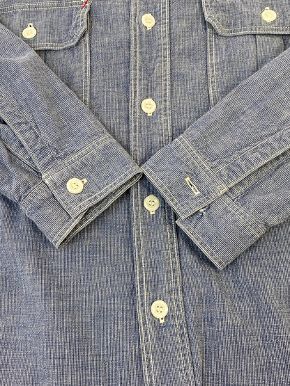 【現状渡し品】【メンズ】 THE REAL MCCOYS ザリアルマッコイズ LOT153 8HOUR UNION HBT WORK SHIRT ワークシャツ 145-260523-zi-35-min サイズ：15 カラー：ブルー系 万代Net店