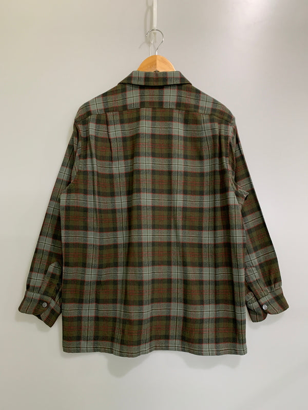 【中古品】【メンズ】 PENDLETON ペンドルトン 50S WOOL SHIRT ウールシャツ ロングスリーブ 長袖シャツ ヴィンテージ 146-260508-AS-80-min サイズ：L カラー：グリーン系 万代Net店