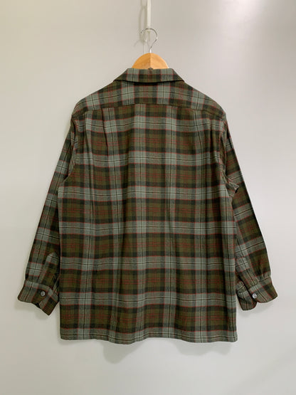 【中古品】【メンズ】 PENDLETON ペンドルトン 50S WOOL SHIRT ウールシャツ ロングスリーブ 長袖シャツ ヴィンテージ 146-260508-AS-80-min サイズ：L カラー：グリーン系 万代Net店