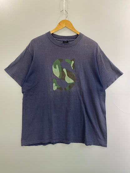 【現状渡し品】【メンズ】 OLD STUSSY オールド ステューシー CAMO S LOG PRINT TEE カモ ロゴ 半袖 プリント Tシャツ メンズ トップス 142-260521-em-37-min サイズ：L カラー：ネイビー 万代Net店