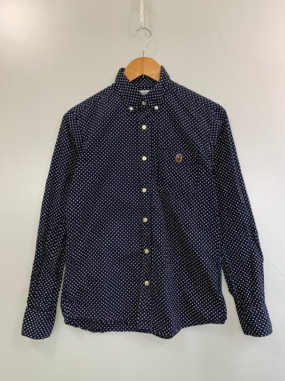 【中古品】【メンズ】 A BATHING APE アベイシングエイプ DOT LS SHIRT ドット ロングスリーブ 長袖シャツ 142-260508-AS-2-min サイズ：M カラー：ネイビー/ホワイト 万代Net店