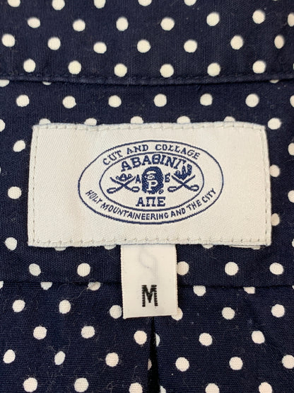 【中古品】【メンズ】 A BATHING APE アベイシングエイプ DOT LS SHIRT ドット ロングスリーブ 長袖シャツ 142-260508-AS-2-min サイズ：M カラー：ネイビー/ホワイト 万代Net店