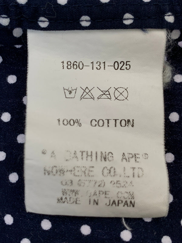 【中古品】【メンズ】 A BATHING APE アベイシングエイプ DOT LS SHIRT ドット ロングスリーブ 長袖シャツ 142-260508-AS-2-min サイズ：M カラー：ネイビー/ホワイト 万代Net店
