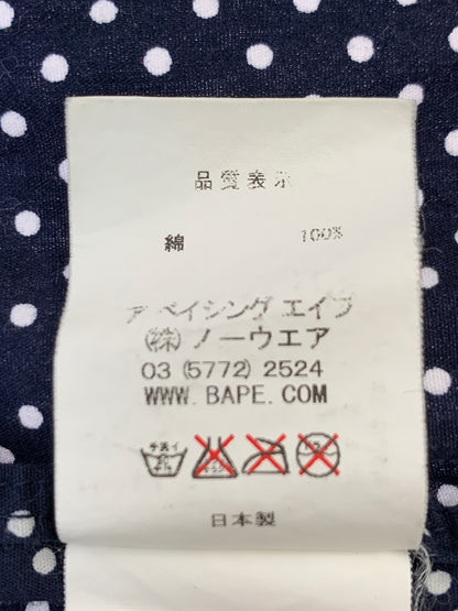 【中古品】【メンズ】 A BATHING APE アベイシングエイプ DOT LS SHIRT ドット ロングスリーブ 長袖シャツ 142-260508-AS-2-min サイズ：M カラー：ネイビー/ホワイト 万代Net店