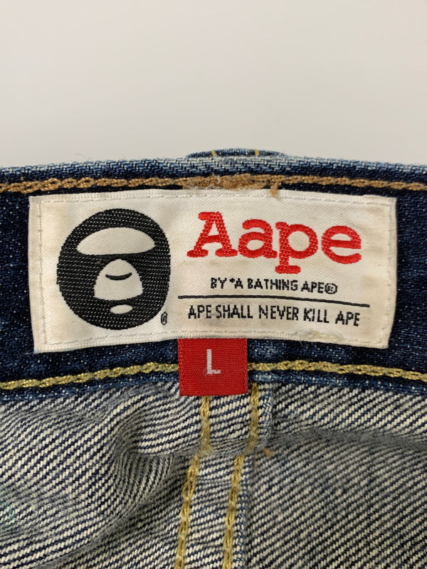 【中古品】【メンズ】 AAPE BY A BATHING APE エーエイプバイアベイシングエイプ LOOSE DENIM PANTS デニムパンツ 153-260604-AS-43-min サイズ：L カラー：インディゴ 万代Net店