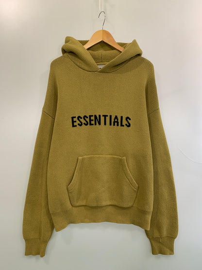 【中古品】【メンズ】 ESSENTIALS エッセンシャルズ × FEAR OF GOD フィアオブゴッド LS KNIT HOODED ニット プルオーバーパーカー 142-260508-AS-5-min サイズ：L カラー：カーキ 万代Net店
