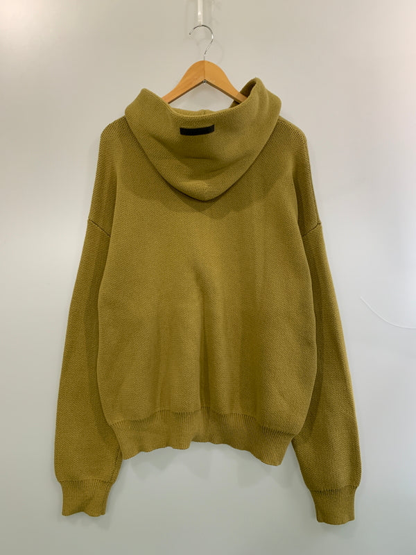 【中古品】【メンズ】 ESSENTIALS エッセンシャルズ × FEAR OF GOD フィアオブゴッド LS KNIT HOODED ニット プルオーバーパーカー 142-260508-AS-5-min サイズ：L カラー：カーキ 万代Net店