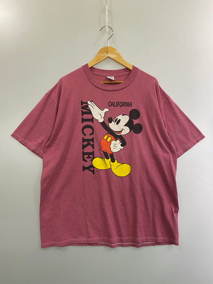 【中古品】【メンズ】 DISNEY ディズニー 90S MICKEY TEE 90年代 ミッキーマウス プリント 半袖 Tシャツ ヴィンテージ メンズ トップス 146-260521-em-33-min サイズ：XL カラー：ワインレッド 万代Net店