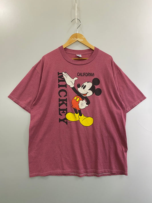【中古品】【メンズ】 DISNEY ディズニー 90S MICKEY TEE 90年代 ミッキーマウス プリント 半袖 Tシャツ ヴィンテージ メンズ トップス 146-260521-em-33-min サイズ：XL カラー：ワインレッド 万代Net店