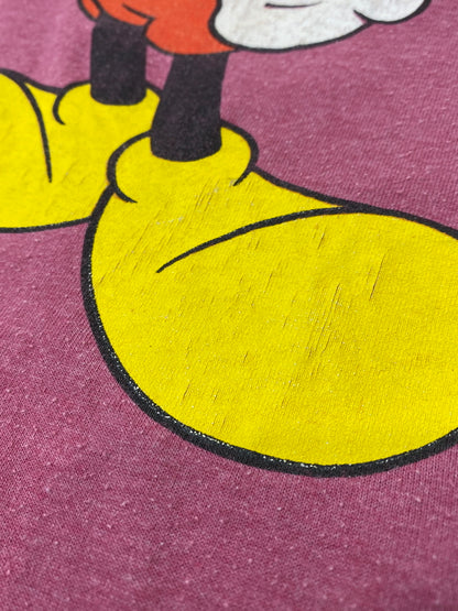 【中古品】【メンズ】 DISNEY ディズニー 90S MICKEY TEE 90年代 ミッキーマウス プリント 半袖 Tシャツ ヴィンテージ メンズ トップス 146-260521-em-33-min サイズ：XL カラー：ワインレッド 万代Net店