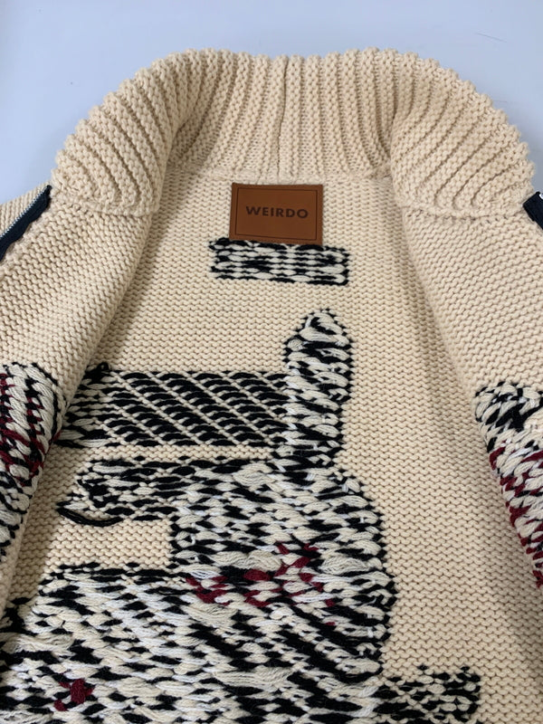 【中古品】【メンズ】 WEIRDO ウィアード FUCK U COWICHAN フルジップ カウチンニット 142-260508-AS-66-min サイズ：XL カラー：ベージュ 万代Net店