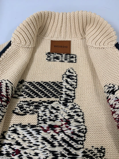 【中古品】【メンズ】 WEIRDO ウィアード FUCK U COWICHAN フルジップ カウチンニット 142-260508-AS-66-min サイズ：XL カラー：ベージュ 万代Net店