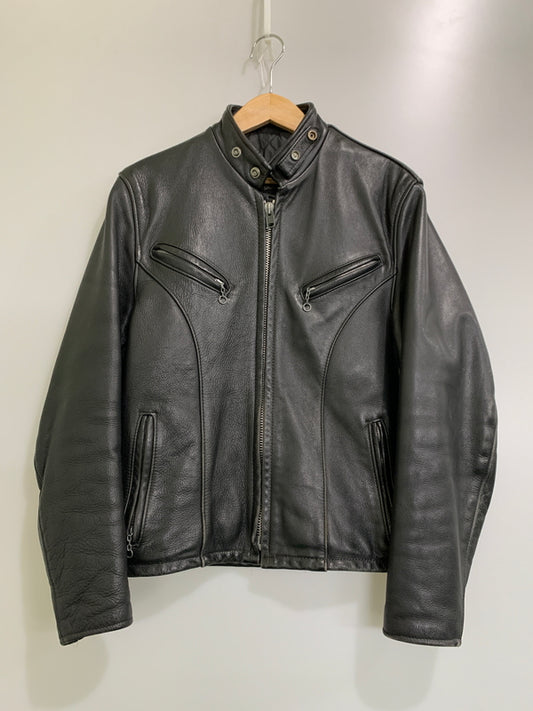 【中古品】【メンズ】 DUROJAC デュロジャック 80S SCHOTT SINGLE RIDERS シングル ライダースジャケット アウター 145-260508-AS-51-min サイズ：36 カラー：ブラック 万代Net店