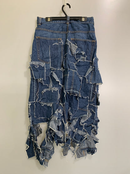 【中古品】【レディース】 SACAI サカイ 18-03873 18SS パッチワークデニム ロングスカート 168-260508-AS-57-min サイズ：下記参照 カラー：インディゴ 万代Net店