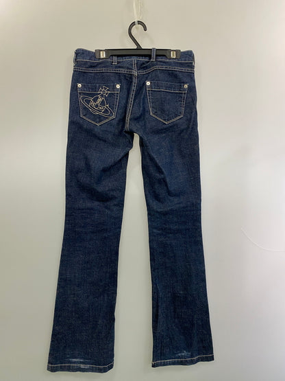 【中古品】【レディース】 VIVIENNE WESTWOOD ヴィヴィアンウエストウッド DENIM PANTS RED LABEL デニムパンツ レッドレーベル レディース ボトムス ジーンズ ジーパン 171-260524-em-41-min サイズ：1 カラー：インディゴブルー 万代Net店