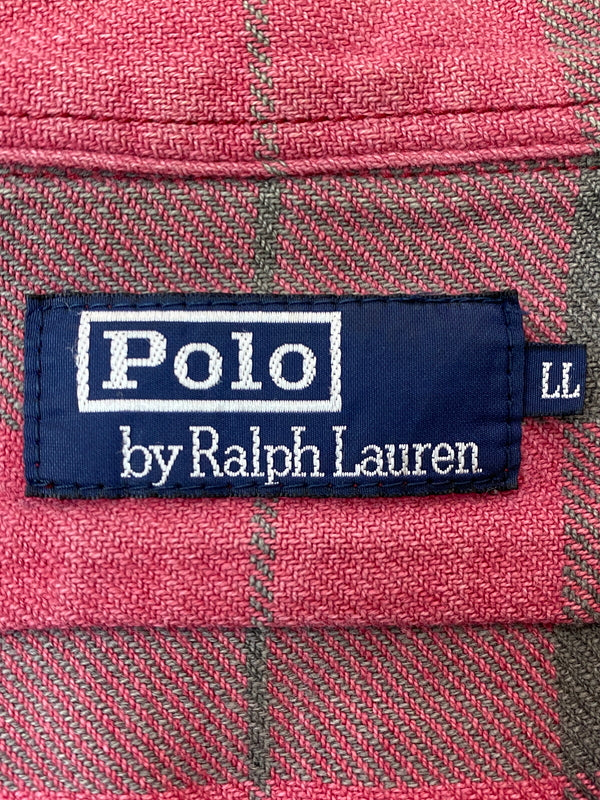 【現状渡し品】【メンズ】 RALPH LAUREN ラルフローレン CHECK FLANNNEL ELBOW PATCH SHIRT チェック フランネル エルボーパッチ シャツ メンズ トップス 146-260524-em-32-min サイズ：LL カラー：レッド系（チェック柄） 万代Net店