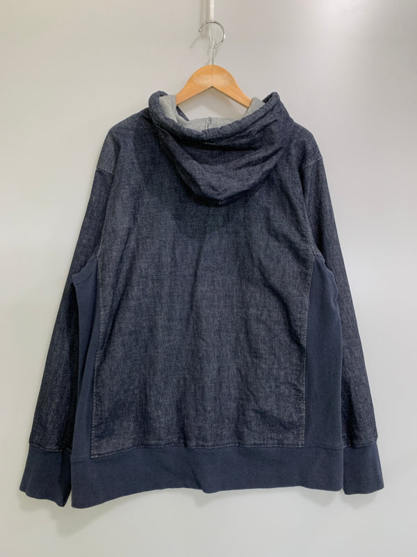 【中古品】【メンズ】 THE BLUEST OVERALLS ザ ブルーエスト オーバーオール DENIM PULLFVER HOODIE デニムプルオーバーフーディ トップス 145-260617-yn-06-min サイズ：L カラー：インディゴ 万代Net店