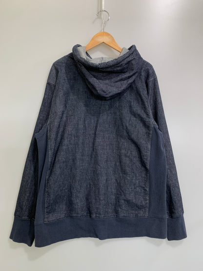 【中古品】【メンズ】 THE BLUEST OVERALLS ザ ブルーエスト オーバーオール DENIM PULLFVER HOODIE デニムプルオーバーフーディ トップス 145-260617-yn-06-min サイズ：L カラー：インディゴ 万代Net店