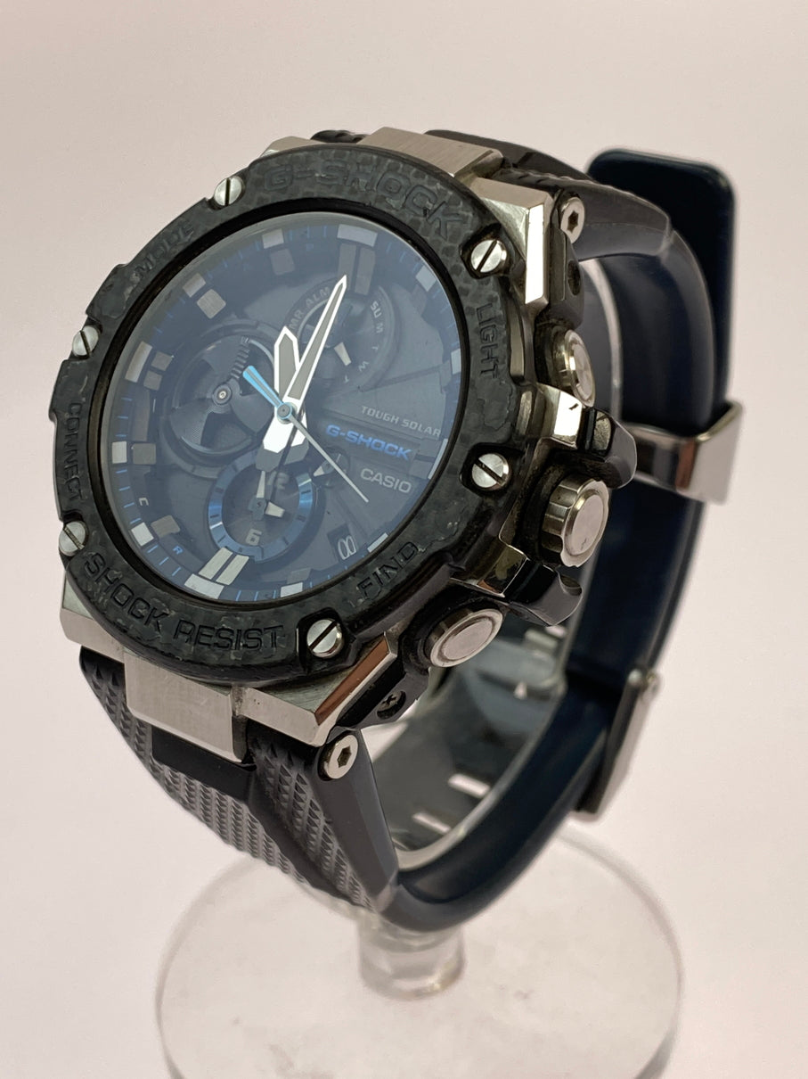 【中古品】【メンズ】 G-SHOCK ジーショック G-STEEL ANALOG SOLAR BLUETOOTH WATCH GST-B100-1AJF Gスティール アナログ ソーラー ブルートゥース ウォッチ 腕時計 メンズ カシオ 196-260510-em-16-min カラー：ブラック/ブルー 万代Net店