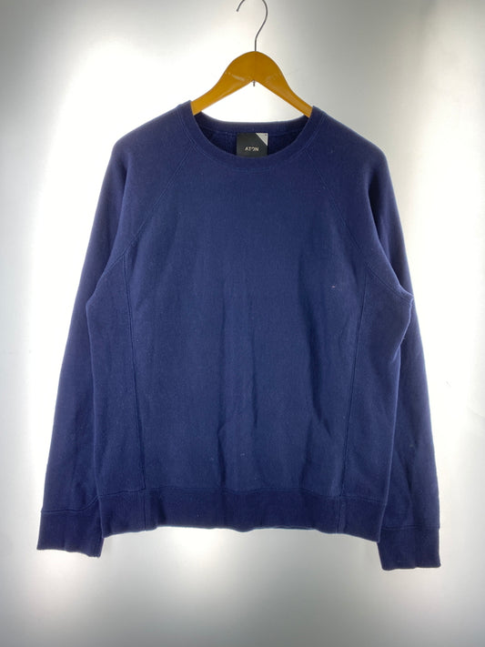 【中古品】【メンズ】 ATON エイトン KK.AG.BM.0112 RAGLAN SLEEVE SWEAT ラグランスリーブ スウェット 140-260523-zi-02-min サイズ：04 カラー：ネイビー 万代Net店