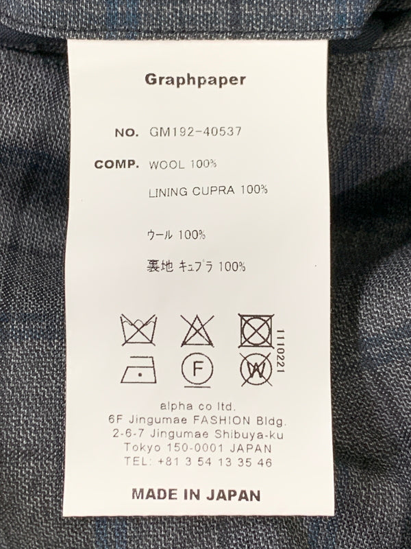 【中古品】【メンズ】 GRAPHPAPER グラフペーパー GM192-40537 LORO PIANA CHEF PANTS シェフパンツ ボトムス 151-260508-AS-32-min サイズ：F カラー：グレー/ネイビー 万代Net店