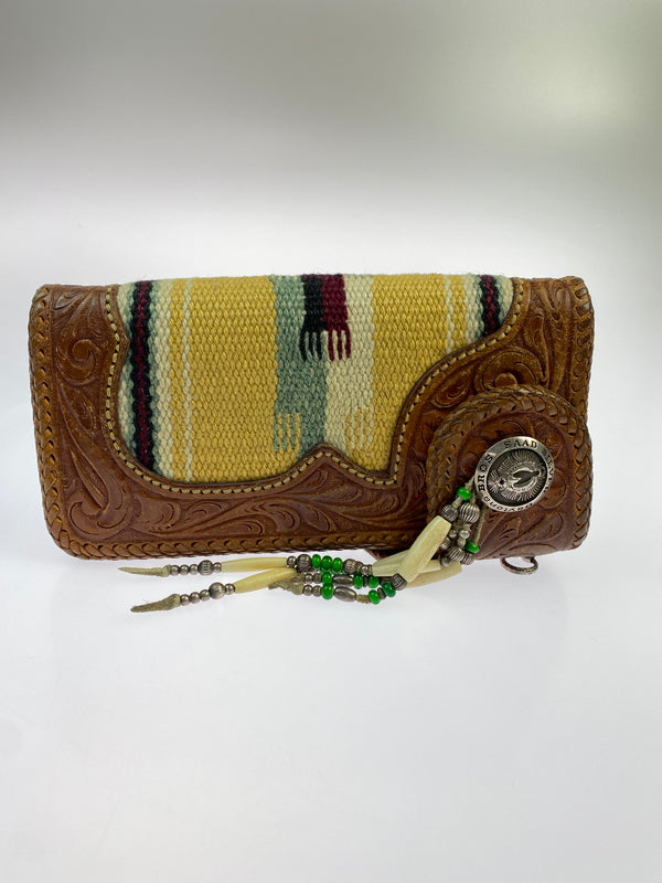 【中古品】【メンズ】 SAAD サード NATIVE AMERICAN LONG WALLET ネイティブ アメリカン ロング ウォレット 長財布 レザー 革 200-260512-em-09-min カラー：ブラウン系 万代Net店