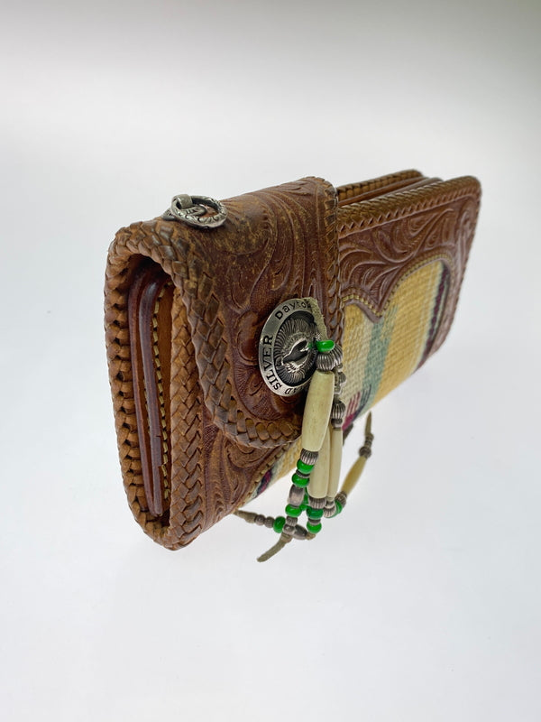 【中古品】【メンズ】 SAAD サード NATIVE AMERICAN LONG WALLET ネイティブ アメリカン ロング ウォレット 長財布 レザー 革 200-260512-em-09-min カラー：ブラウン系 万代Net店