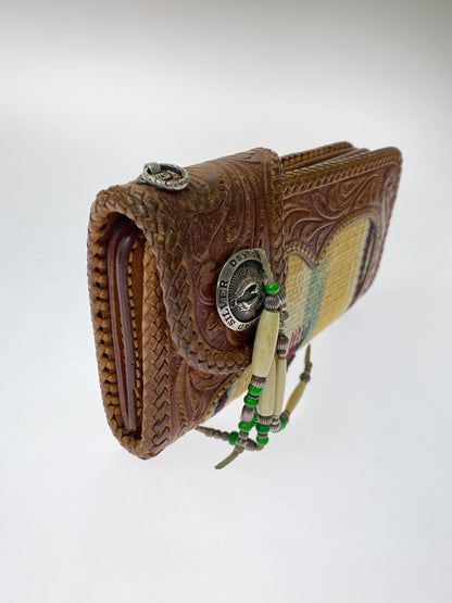 【中古品】【メンズ】 SAAD サード NATIVE AMERICAN LONG WALLET ネイティブ アメリカン ロング ウォレット 長財布 レザー 革 200-260512-em-09-min カラー：ブラウン系 万代Net店