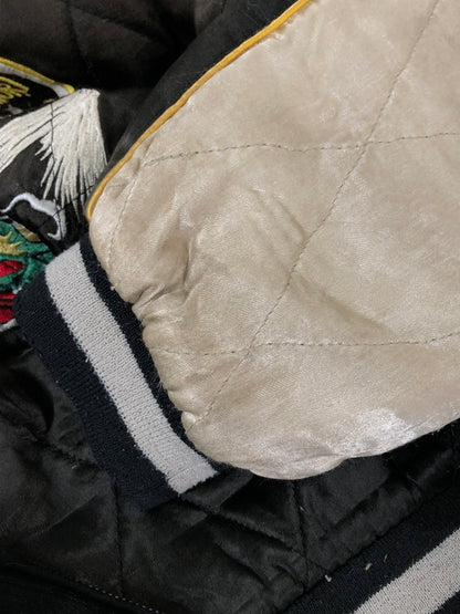 【現状渡し品】【メンズ】 USED ユーズド 虎×鷹×日本地図 スカジャン メンズ アウター ヴィンテージ 145-260510-em-46-min カラー：ブラック/ブラウン/オフホワイト 万代Net店