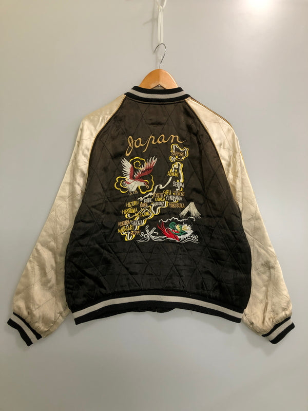 【現状渡し品】【メンズ】 USED ユーズド 虎×鷹×日本地図 スカジャン メンズ アウター ヴィンテージ 145-260510-em-46-min カラー：ブラック/ブラウン/オフホワイト 万代Net店