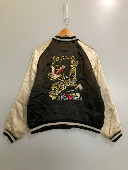 【現状渡し品】【メンズ】 USED ユーズド 虎×鷹×日本地図 スカジャン メンズ アウター ヴィンテージ 145-260510-em-46-min カラー：ブラック/ブラウン/オフホワイト 万代Net店